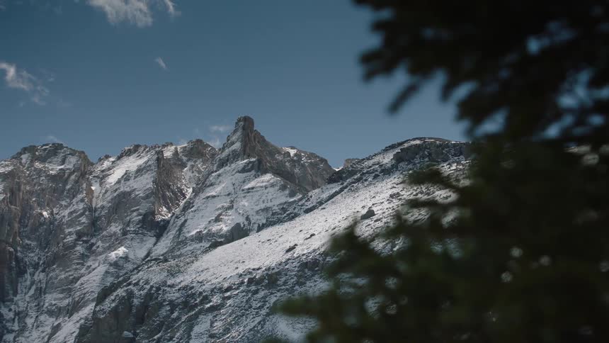 The mountain is covered with frost