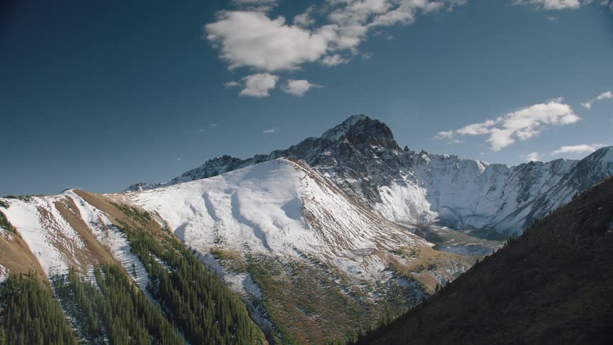 Timelapse footage of a valley in a mountain range during the daytime