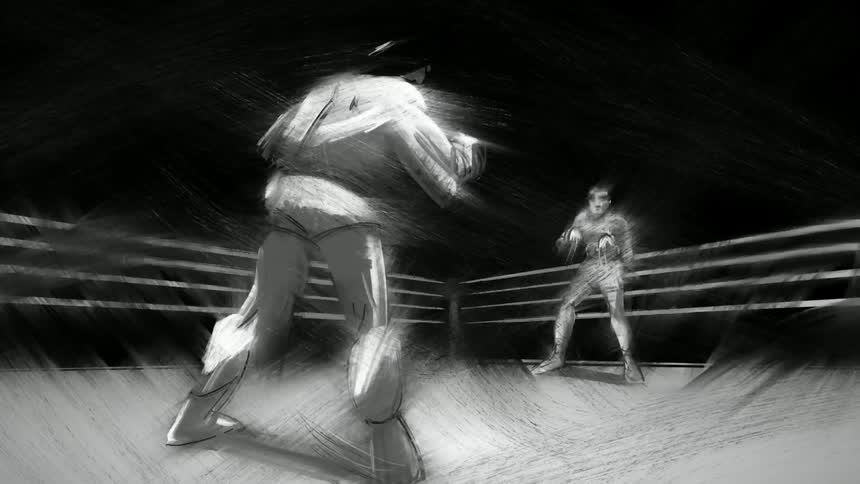 Two boxers in a ring prepared for the fight