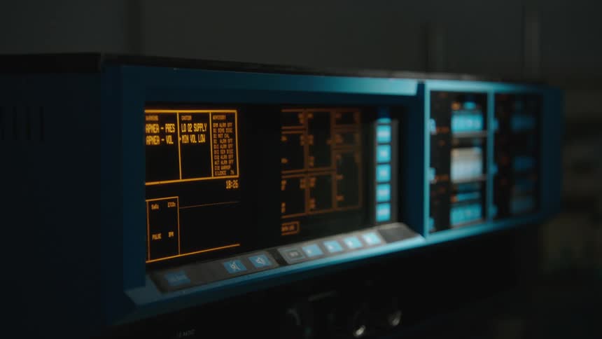 A medical monitor displays statistics on its screen