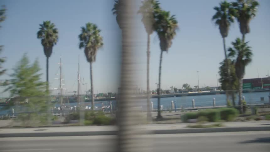 A river and dock seen from the road parallel to them