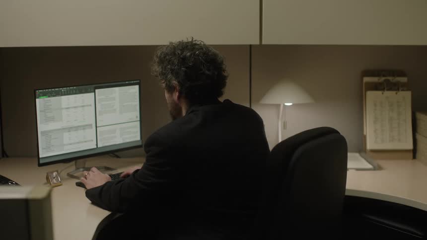 A man is working in the office