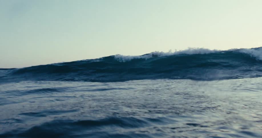 Waves curling and crashing