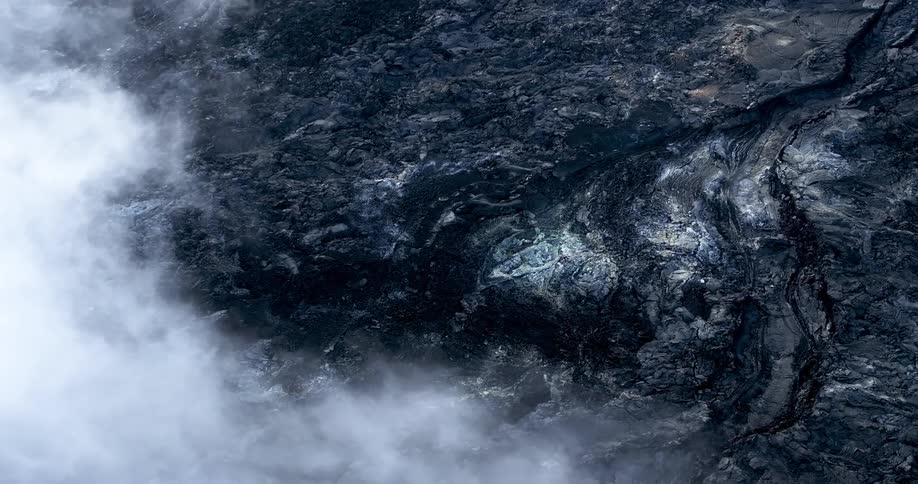 Aerial panorama of volcanic craters with natural erosion