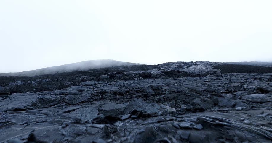 Aerial view of the aftermath of a volcano eruption