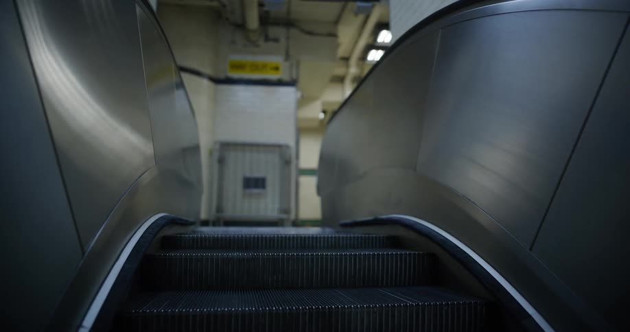 Climbing an escalator in a subway station