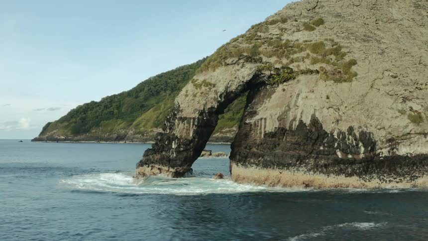 View of a rocky crust by the sea