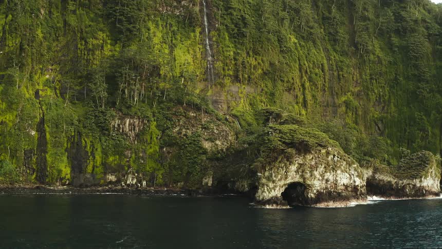 A cove is on the mountain shore