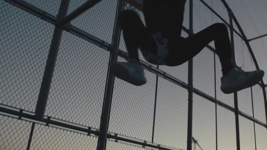A man dunking a basketball