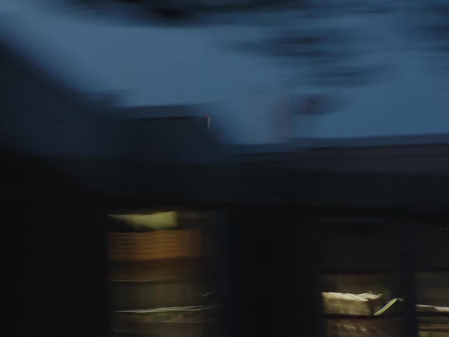 City lights at night seen from a moving vehicle