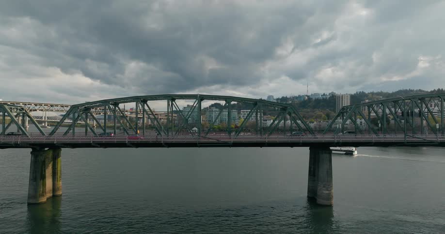 Aerial view of the hawthorne bridge in portland oregon