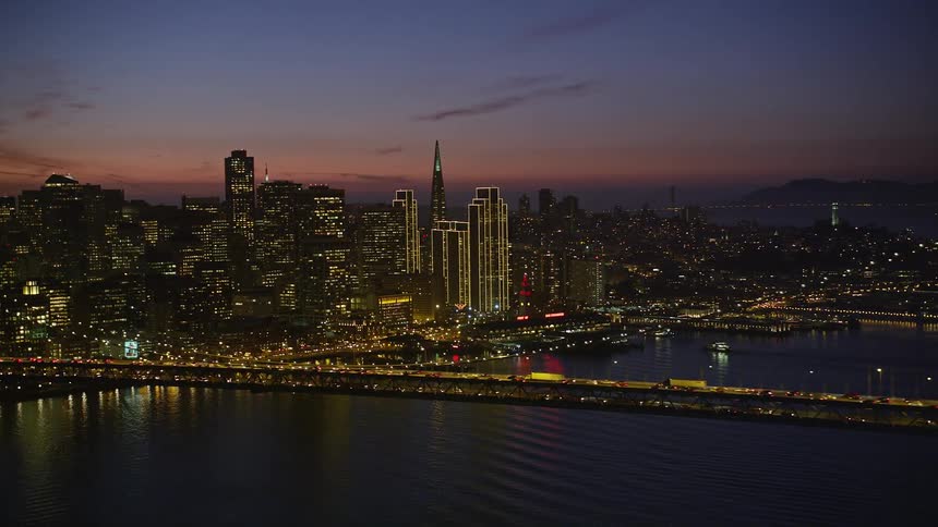 Aerial view of the city of san francisco at dusk