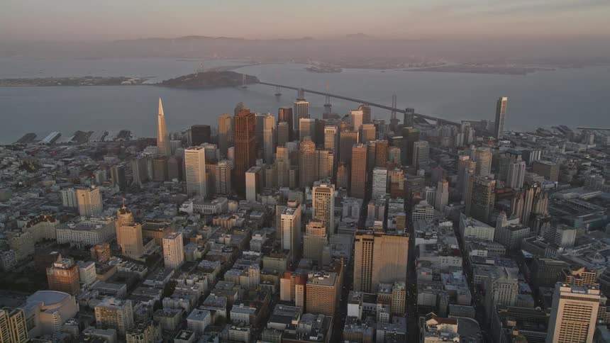 Aerial view of the city of san francisco at sunset