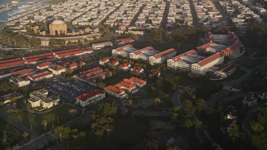 An aerial clip of an urban community