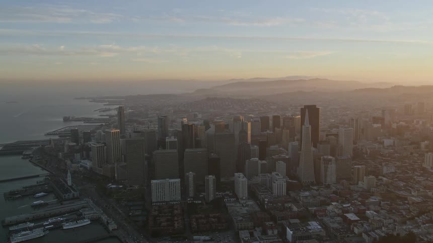 Aerial view of the city of san francisco at sunset