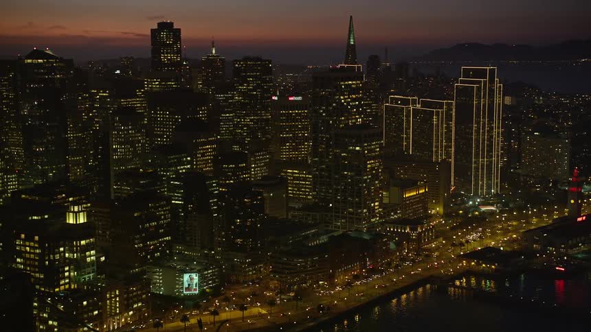 A night aerial clip of a city