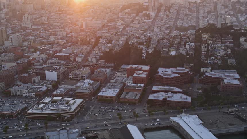 An aerial clip of a city