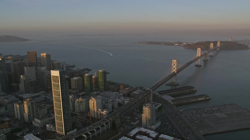 Aerial view of the oakland bay bridge in san francisco