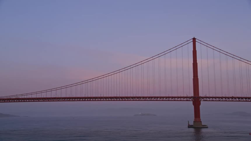 Aerial view of golden gate bridge at dusk