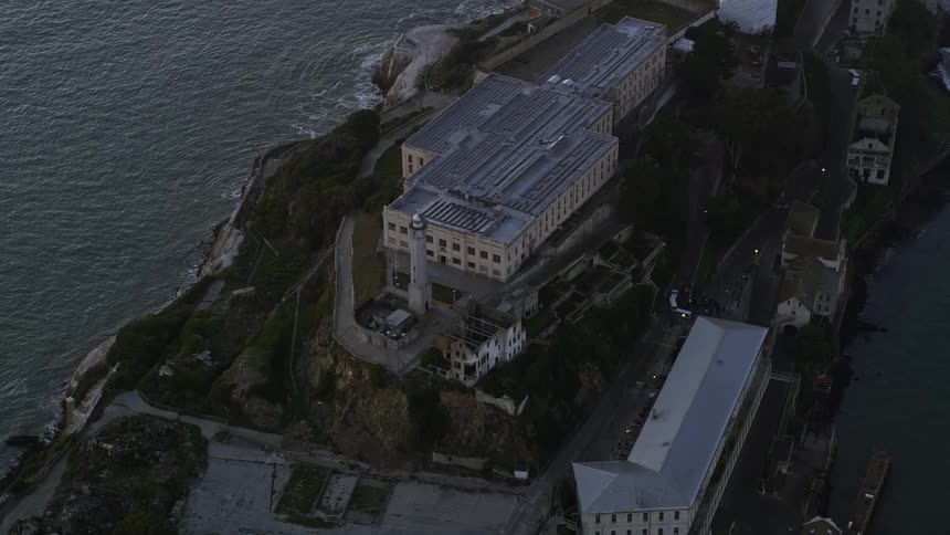 Aerial view of alcatraz island at evening