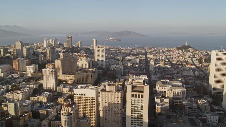 An aerial clip of a city