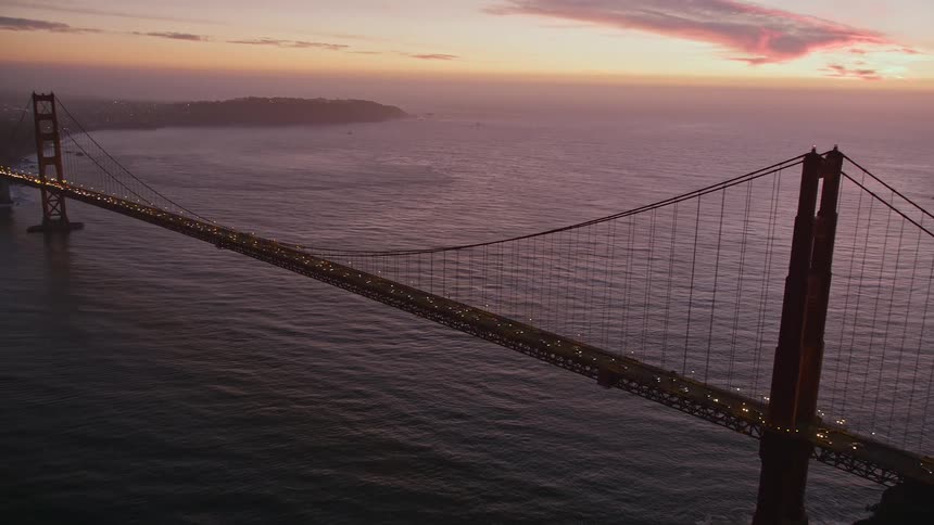 Aerial view of the golden gate bridge in san francisco california at sunset