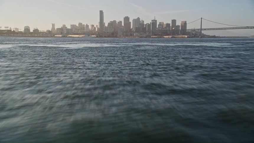 Aerial view of the skyline of san francisco at sunset