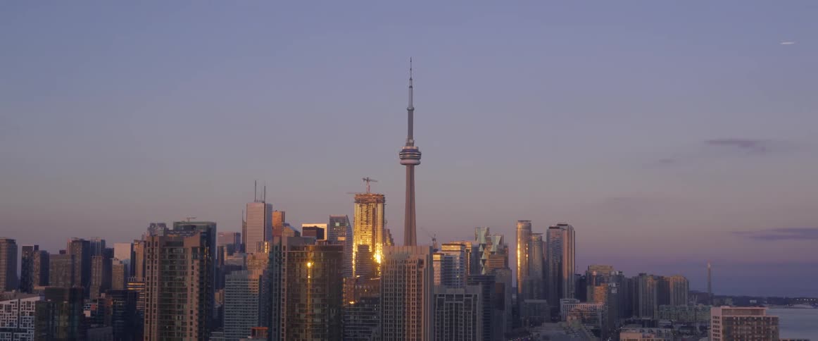 Skyline of the city of toronto in canada at sunset