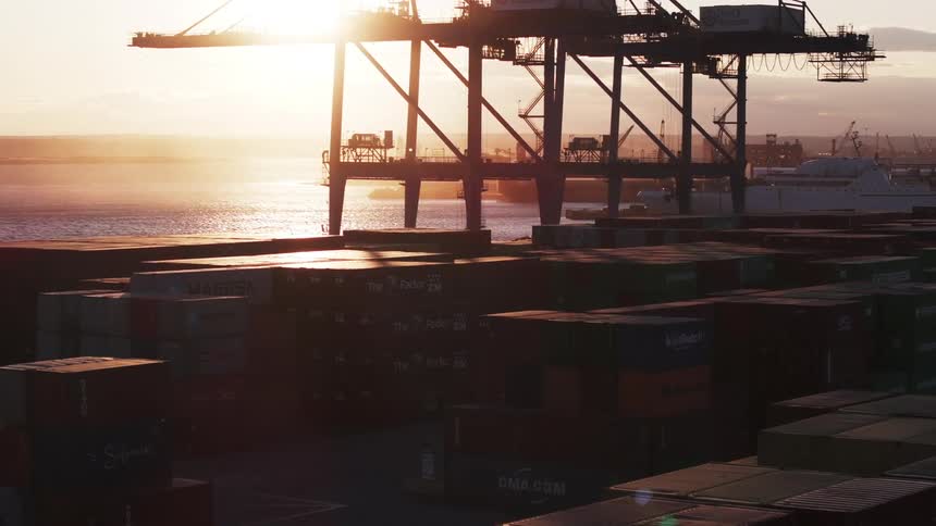 A reveal clip of a cargo terminal