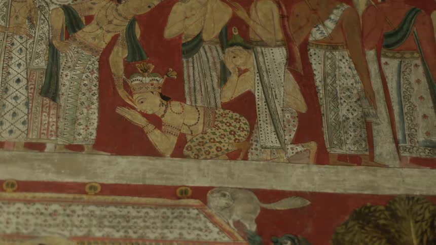 Extremely old paintings on an interior wall