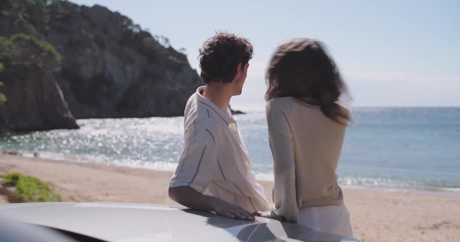A male and a female having a tour vacation on an island