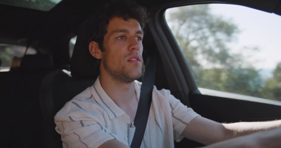 Portrait of a man driving in a natural environment