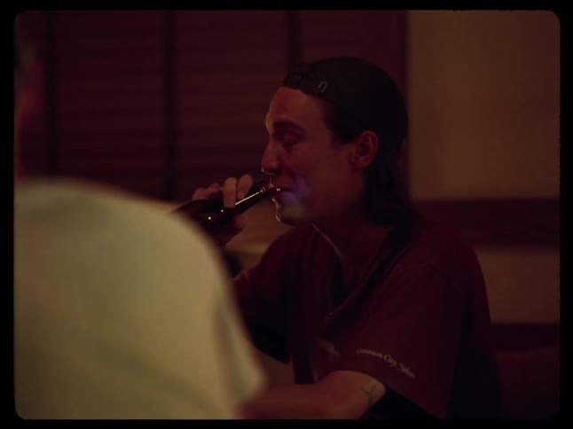 A clip of friends in a bar having a drink