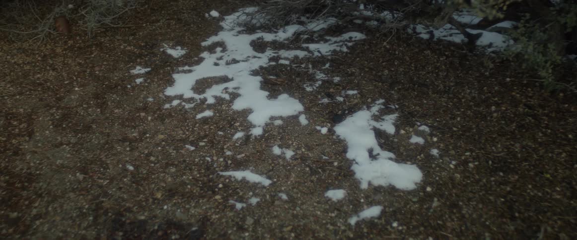 Close up of small snow patches on the ground
