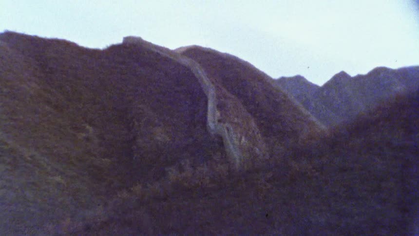 Great wall of china through the mountains