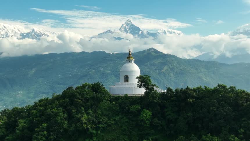 Religious temple on a wooded mountain peak