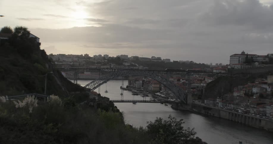 D luis bridge over the river douro in porto portugal