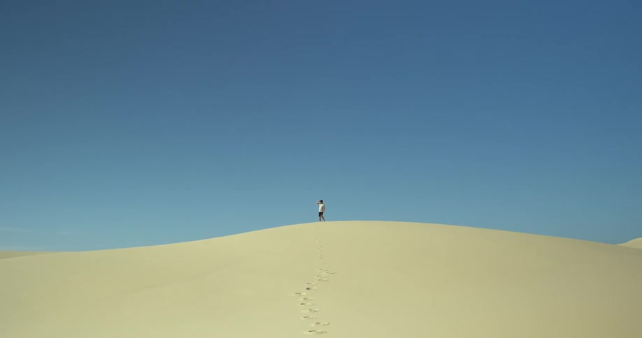 Person standing on a desert horizon