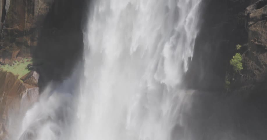 Landscape of a waterfall with freefalling strong waters