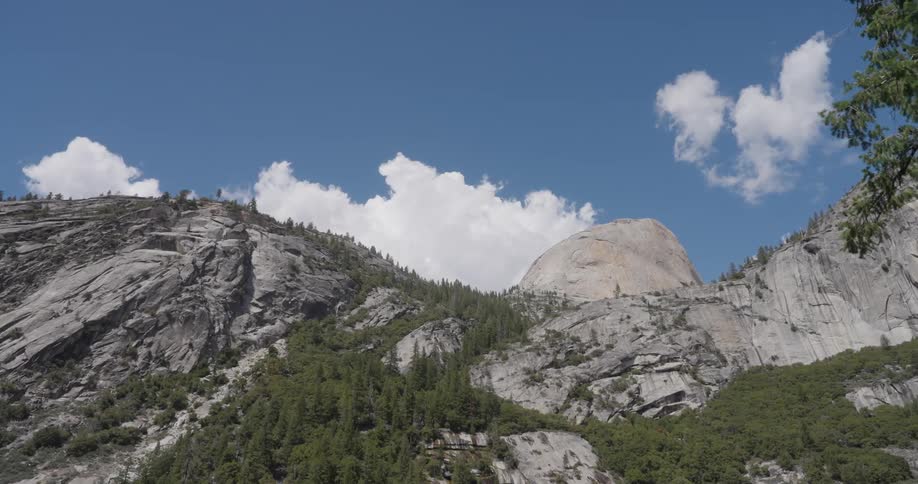 Panoramic view of the granite peak of the half dome in yosemite