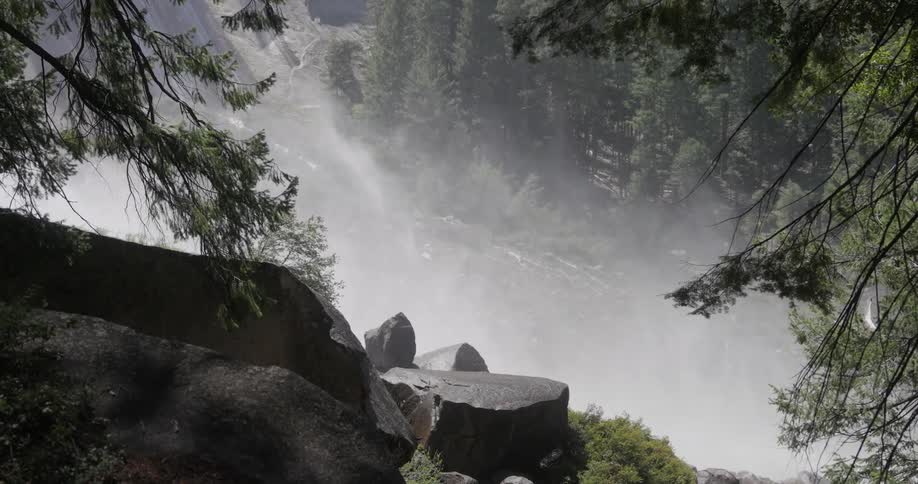 A clip of a misty waterfall