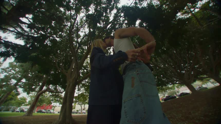 A clip of a man and a woman having a romantic moment