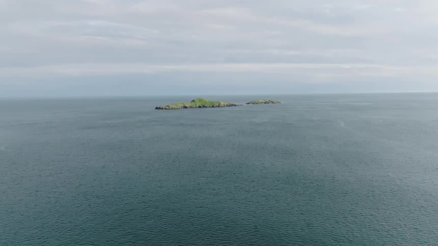 Aerial panorama of isolated islands in the middle of the sea