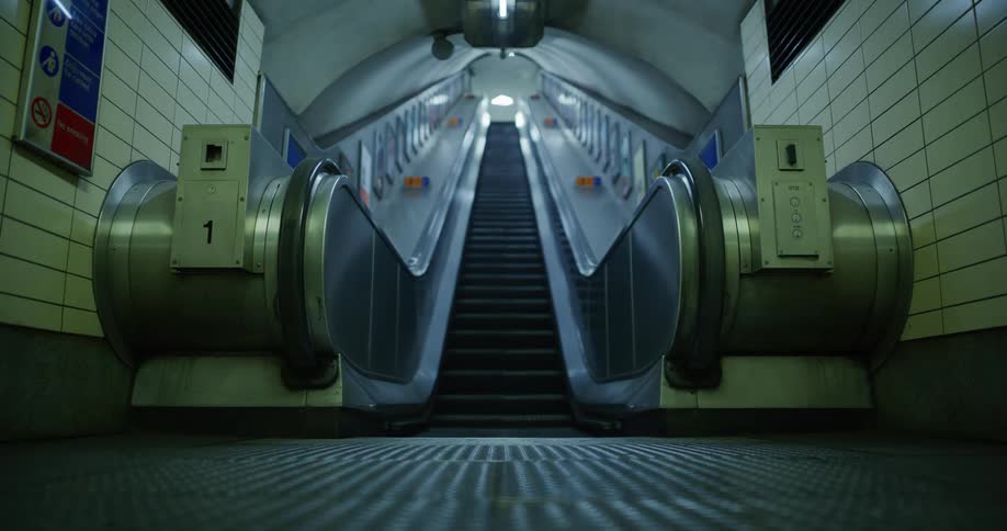 A clip of a stairs in a subway