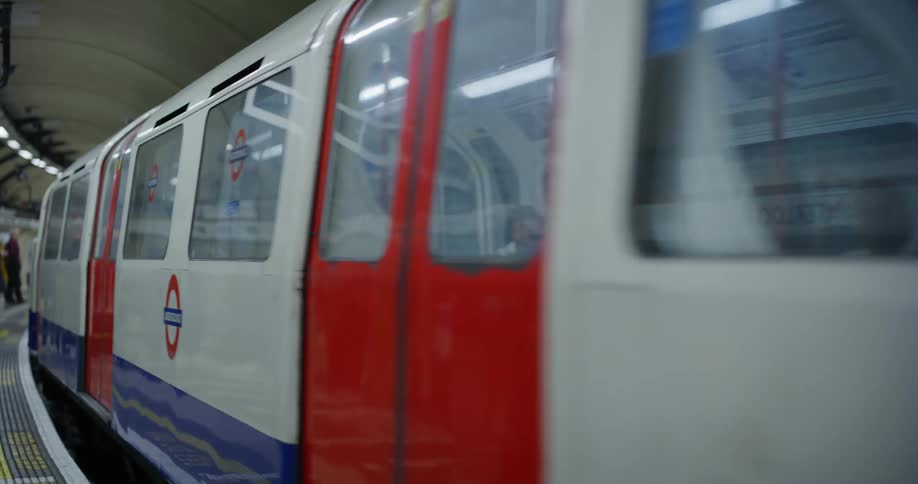 Train passing in an underground subway station