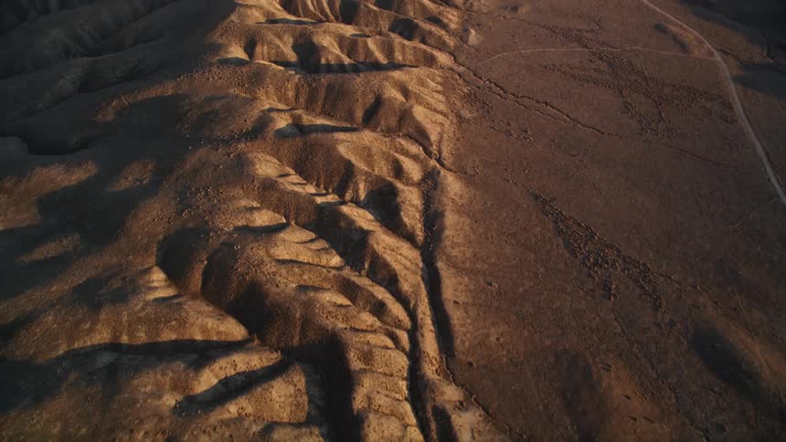 Aerial view of hills in a desert