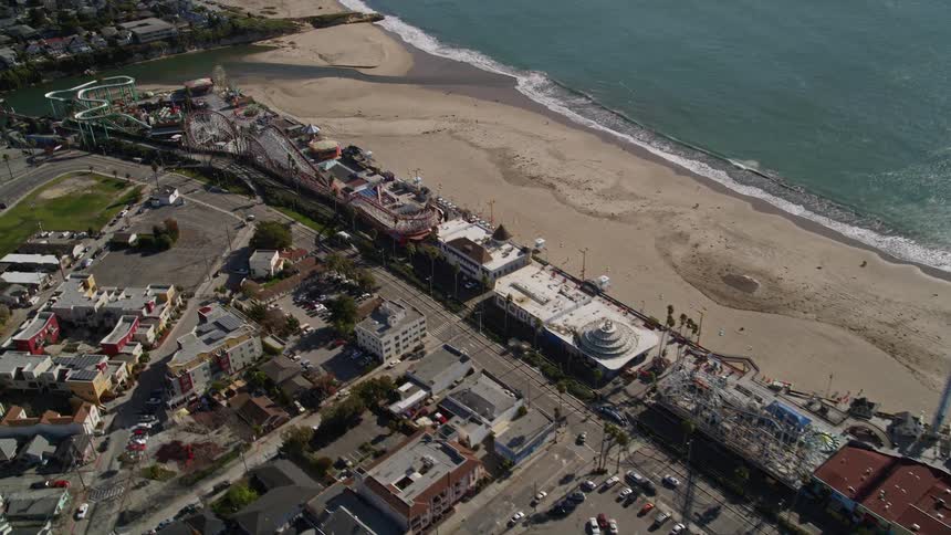 Aerial view of a coastal town
