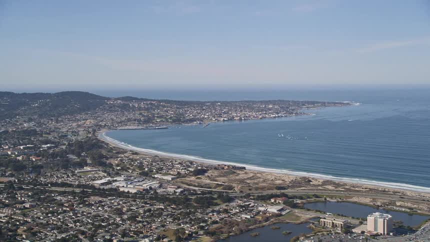 Aerial view of the monterey peninsula and monterey bay in california