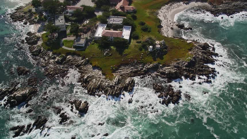 Aerial view of a city on the sea coast