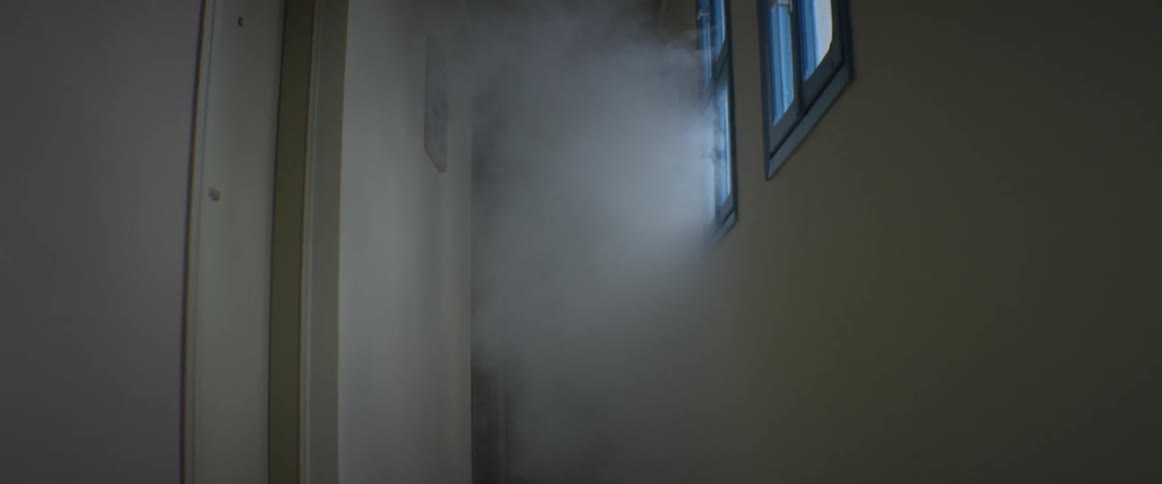 View of a smoky hallway